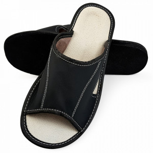 Papuci de Casa Vara din Piele Culoare Negru Model 'Summer Comfort'