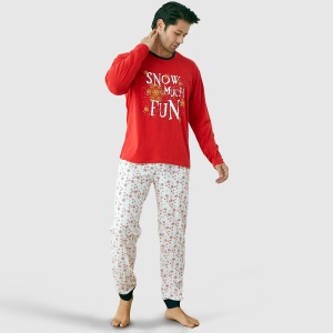 Pijama Bărbați Serena First Touch, Model 'Snow Much Fun' | Bucuria Iernii. Prezentare pijama din față.
