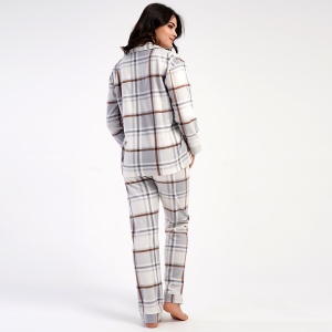 Pijama cu Nasturi din Flanel (Polar) Vienetta , Model 'Houston' - Prezentare pijama spate.