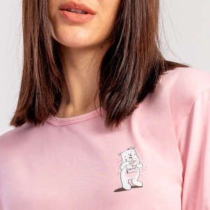 Pijama Damă din Bumbac 100% Vienetta, Model 'Love All You Need' - prezentare detaliu imprimeu bluză.