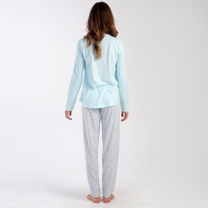 Pijama Dama din Bumbac Vienetta Model 'Heartbeats in Nature' | Confort Natural. Prezentare din spate.
