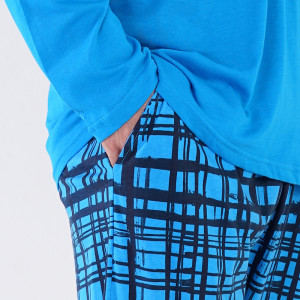 Pijamale Barbati cu nasturi Vienetta|MAN, Model 'Respect' Blue