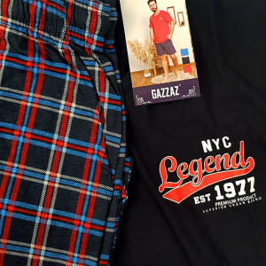Pijamale Barbati din Bumbac 100% Gazzaz by Vienetta Model 'Legend 1977 Premium Product' Dark