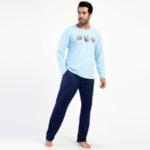 Pijamale Bărbați din Bumbac Vienetta | MAN Model 'Universe - Explore the Unknown'. Prezentare pijama din față.