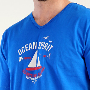 Pijamale Barbati Pantalon Scurt Vienetta | MAN Model 'Ocean Spirit' Blue