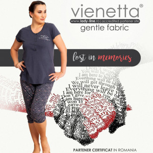 Pijamale Confortabile din Bumbac Marimi Mari Vienetta Model 'Lost in Memories'