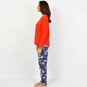 Pijamale Confortabile din Bumbac Vienetta Model 'Awesome' Culoare Rosu