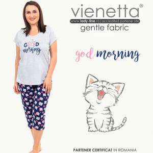 Pijamale Confortabile Marimi Mari Vienetta Model 'Good Morning' Gray