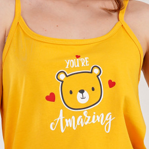 Pijamale cu Maieu Vienetta Model 'You're Amazing' Yellow