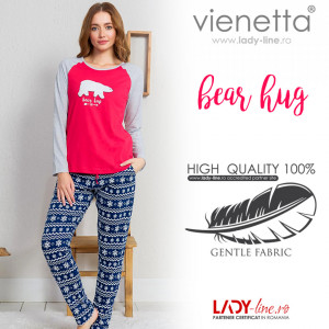 Pijamale Dama cu Ornamente de Iarna Vienetta Model 'Bear Hug'