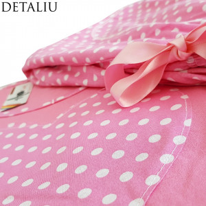 Pijamale Dama Maneca Scurta si Pantalon 3/4, Model 'Heart, Pink And Sweet Dots', Producator Ana Art Textil, Bumbac 100%, Culoare Roz, Pijamale Fabricate In Romania - Img 4