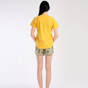 Pijamale Dama Vienetta din Bumbac 100%, Model 'Change is Good' Yellow