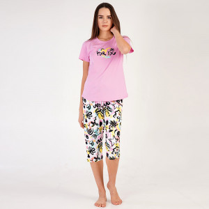 Pijamale Dama Vienetta din Bumbac 100%, Model 'For You' Pink