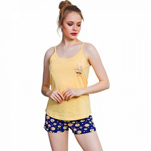 Pijamale Dama Vienetta, 'I Feel So ...' Culoare Galben