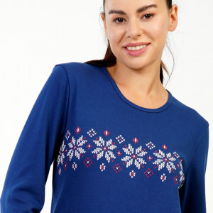 Pijamale din Bumbac Interlock, Brand Vienetta, Model 'Winter Ornaments'