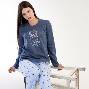 Pijamale Confortabile Vienetta, Model 'Alive' Indigo Gray