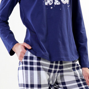 Pijamale Vienetta din Bumbac Model 'Dream Big' Blue