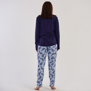Pijamale Vienetta Marimi Mari din Bumbac 100% Model 'Yes You Can' Dark Blue