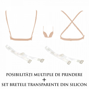 Sutien Decolteu Adanc + Bretele Silicon, Brand Secret KTL, Bej
