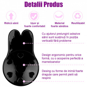Sustinere Sani Fara Snur si Bretele, Invisible Push Up, Negru