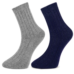Șosete Călduroase din Mix de Lână Set 2 Perechi Model 'Minimalist Line' Blue Grey Light | Confort Maxim