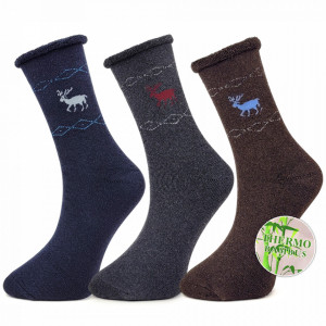 Șosete Călduroase Fara Elastic din Bambus - Set 3 Perechi Model 'Snow Walker' Cod 05