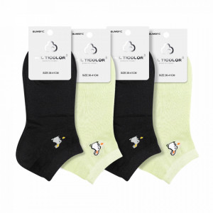Sosete Glezna Dama, Set 4 Perechi Culaore Negru si verde Model 'Bunny in Love'