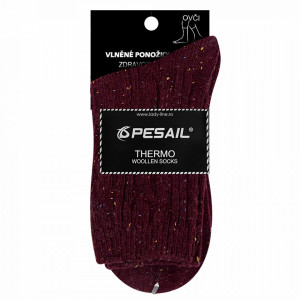 Sosete Termo din Lână Marca Pesail® Model 'Colored Rain' Culoare Burgund