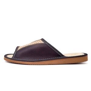 Papuci de Casa din Piele Model 'Steady Ground' Inspiration - Prezentare din lateral.