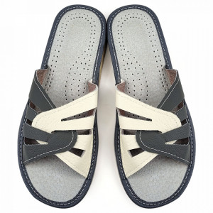 Summer Leather Slippers Color White/Grey Model 'Castra Regia' Gray