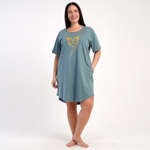 Vienetta 'Fairytale' 100% Cotton Nightgown with Pockets | Natural Comfort & Plus Sizes