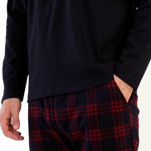 Pijamale din Bumbac Interlock Vienetta | MAN Barbati Model 'Weekend Mood' Black