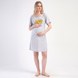 Vienetta Maternity and Nursing Button-Down Shirt 'Our Story Our Home' Gray | Discreet Nursing, Adorable Print