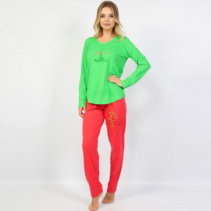 Pijamale Confortabile Dama Vienetta din Bumbac Model 'Bonjour Paris' 🗼