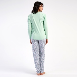 Pijamale Dama din Bumbac 100% Vienetta, Model 'Enjoy Fresh Life' - Prezentare pijama din spate.