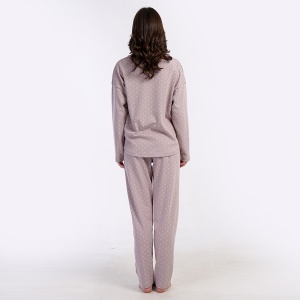 Pijama Damă din Bumbac Interlock 100% Vienetta, Model 'Sweet Cream' - Prezentare piajam vedere din spate.