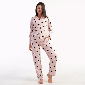 Women's Buttoned Pajamas in 100% Cotton Vienetta Model 'Pure Love' | Elegance and Naturalness