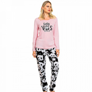 Women's Pajamas Vienetta 100% Cotton Model 'Good Vibes Only'