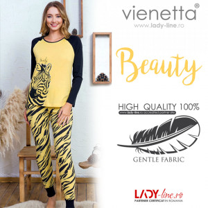 Pijamale Dama Vienetta Dream Model 'Beauty Zebra' Yellow