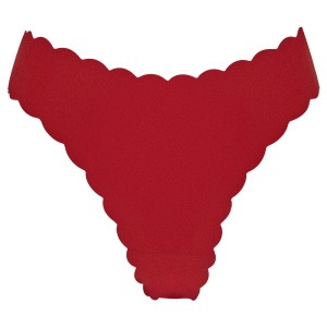 Women's Pantyhose G-String Invisible Motion Burgundy, Laser-Cut Curved Scallop - Cherry Color