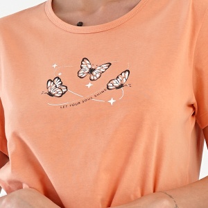 Pijama Damă Mărimi Mari din Bumbac 100% Vienetta, 'Soul Shine' - Prezentare imprimeu bluza.