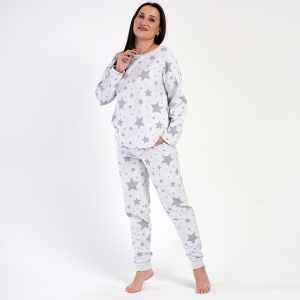 Women's Plus Size Pajamas in Cotton Interlok Vienetta, 'Jakard' Model | Comfort and Durability