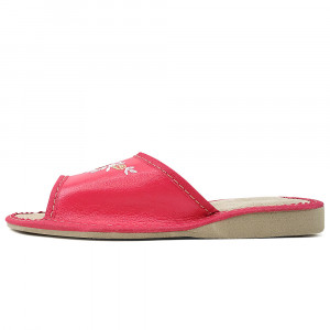 Papuci de Casa Dama Material Piele Model 'Kiammira' Fuchsia