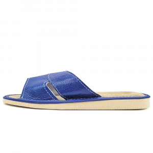 Papuci de Casa Dama Material Piele Culoare Albastru Model 'Simple Blue'