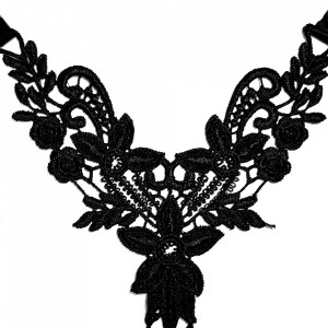 Bretele Sutien pentru Spate din Broderie cu Model Floral Culoare Negru