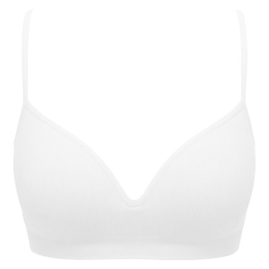 Bustieră cu Burete tip Sutien, Închidere în Spate - Ribbed White In Motion, Alb Imaculat