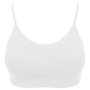 Bustieră Fitness Ribbed Motion Bra - White, Design One Size Seamless cu Bureți și Bretele Reglabile
