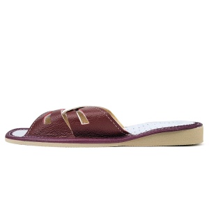 Papuci de Casă din Piele Comozi Model 'Glaucia' White/Burgundy | Confort și Eleganță