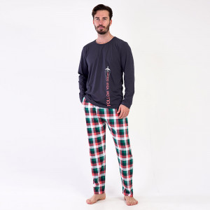 Comfortable Men's Pajamas Vienetta|MAN, Model 'Follow Your Dreams' Gray