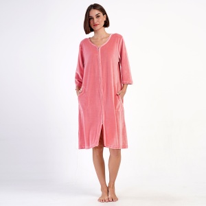 Halat Damă cu Fermoar Mărimi Mari Soft Velur Vienetta 'Blush' | Răsfăț Călduros